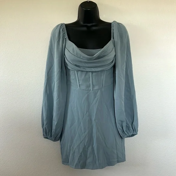 Princess Polly Lillie Long Sleeve Corset Style Blue Sage
Mini Dress - Picture 4 of 12